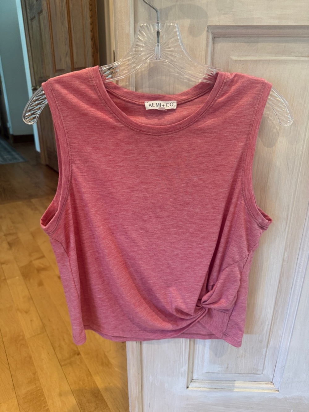 AEMI+CO Rose Knot-Front Sleeveless Tank